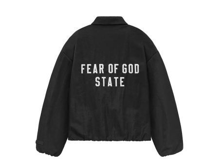 Fear of God ESSENTIALS - TEXTURED NYLON TRUCKER JKT BLK【202BT246380F】 Online Sale