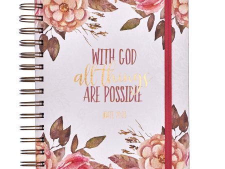 With God All Things are Possible Large Wirebound Journal with Elastic Closure - Matthew 19:26 Online Hot Sale