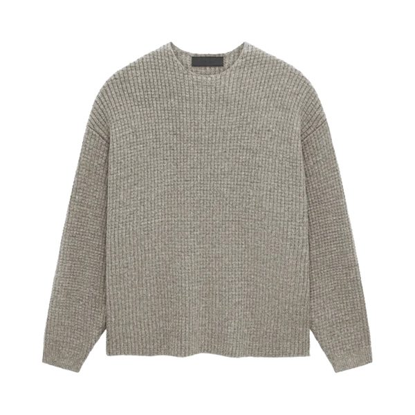 Fear of God ESSENTIALS - HEAVY WAFFLE CREWNECK SWEATHER HEATHER GRAY 【192HO246171F】 Discount