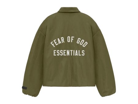 Fear of God ESSENTIALS - TEXTURED NYLON TRUCKER JKT MIL【202BT246385F】 Online now