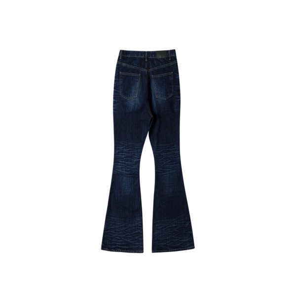 Undermycar - WRINKLED INDIGO WIDE FLARE JEANS INDIGO BLUE Online