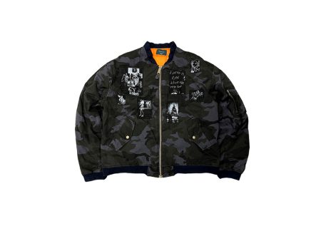 Undermycar - HOMMAGE EMBRACED ”RIOT RIOT RIOT” BLUE CAMO FULL PATCH MA-1 BLUE CAMO Online Hot Sale