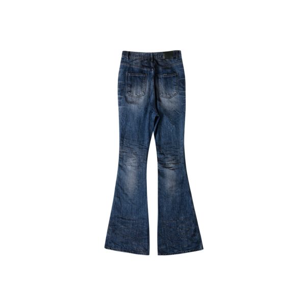 Undermycar - OIL STAINED WRINKLED BLUE WIDE FLARE JEANS OIL BLUE Online now