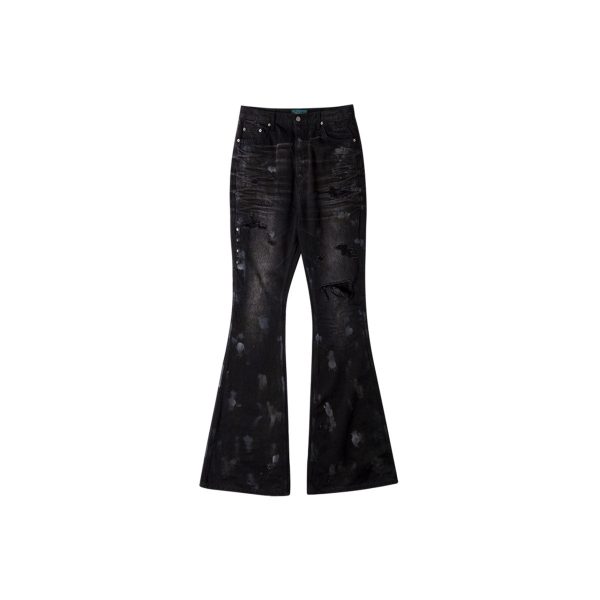 Undermycar - MUD DESTROYED WIDE FLARE JEANS BLACK Sale