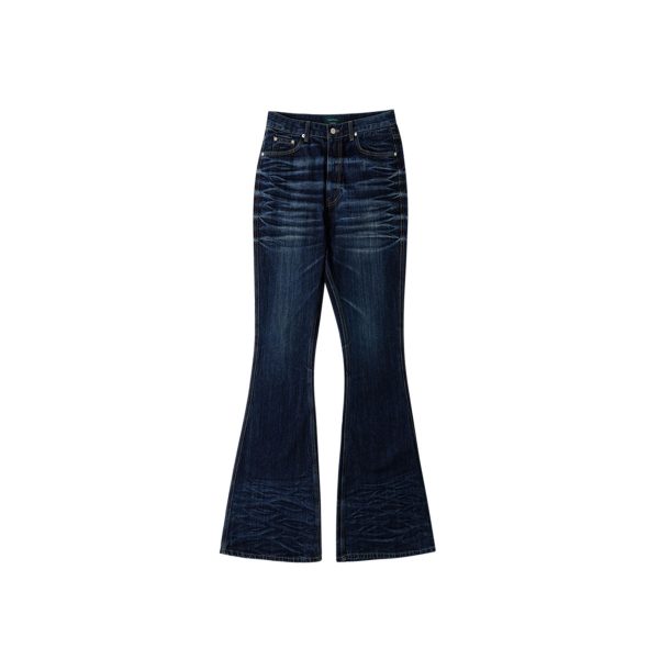 Undermycar - WRINKLED INDIGO WIDE FLARE JEANS INDIGO BLUE Online