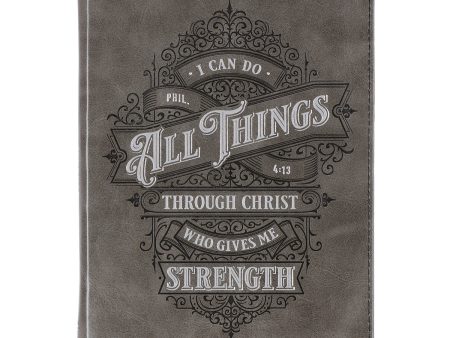 Agenda de lujo All things through Christ Filipenses 4:13 - Gris on Sale