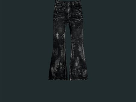 Undermycar - GLACIAL VELVETIN FLARED JEANS BLACK on Sale