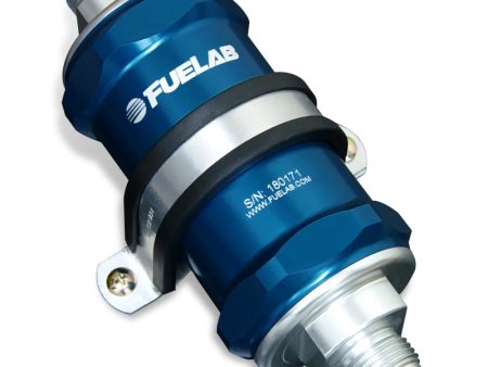 Fuelab 818 In-Line Fuel Filter Standard -10AN In Out 10 Micron Fabric - Blue on Sale