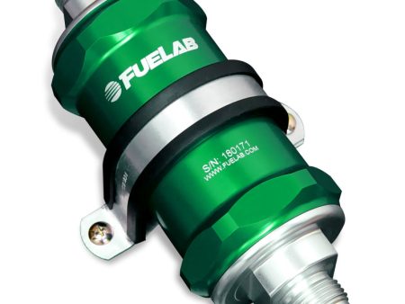 Fuelab 818 In-Line Fuel Filter Standard -8AN In Out 10 Micron Fabric - Green For Sale