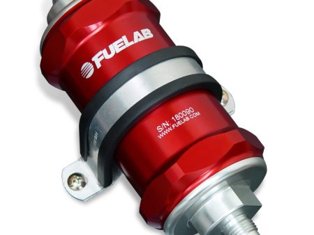 Fuelab 818 In-Line Fuel Filter Standard -6AN In Out 40 Micron Stainless - Red Hot on Sale